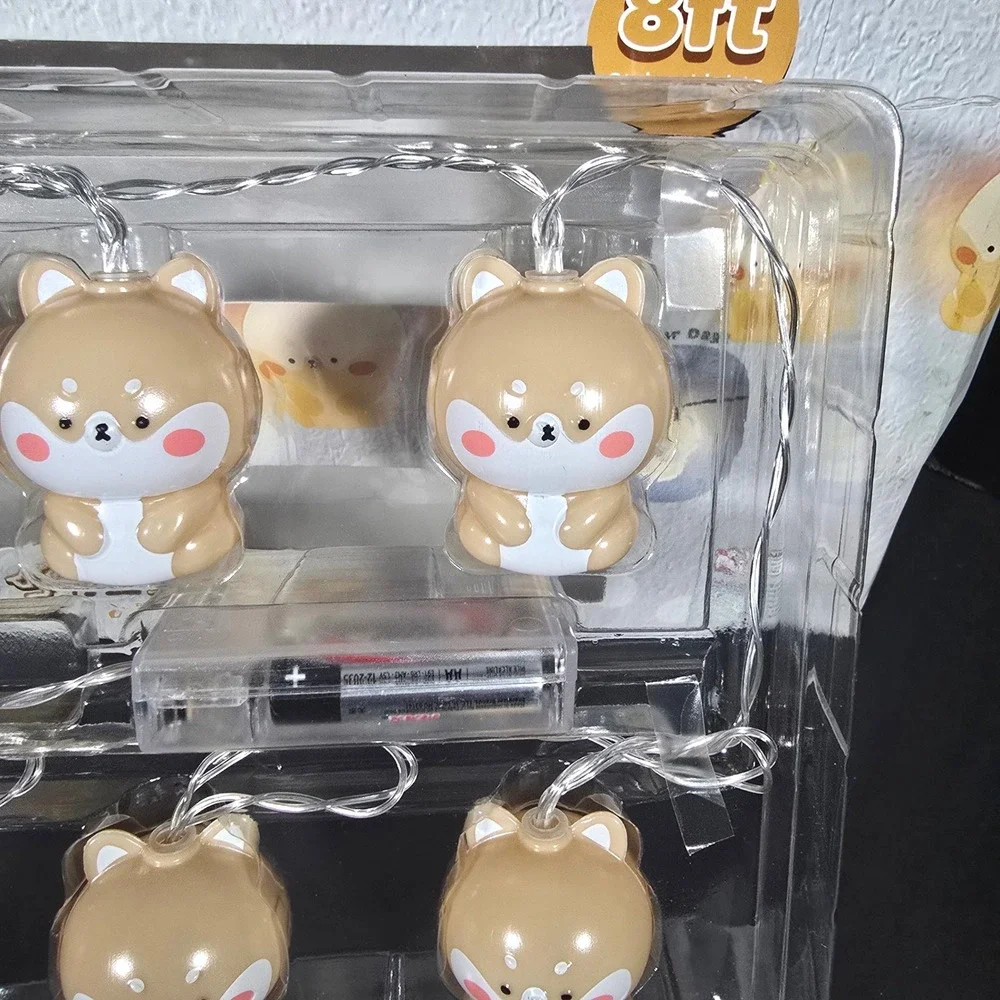 Pink Sky Kawaii Shiba Inu Dog LED String Lights 8ft‎ Battery Operated Open Box